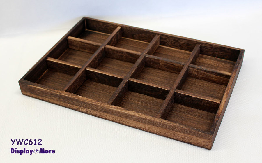 2X Jewellery Display Tray 12 Compartments Wood