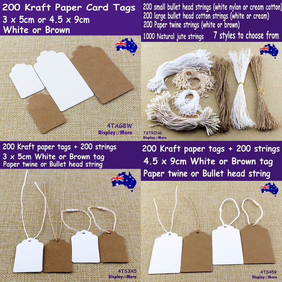 1000-Pack Kraft Paper Gift Tags with Jute Twine String, Blank