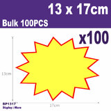 100X FLURO Retail Store POP Price Sign Card | 13 x 17cm