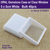 Minor Defect Opal GEMSTONE Case | 48pcs | CLEAR Window | 5 x 5 x 2cm WHITE