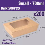 TAKEAWAY Box Food Container w/ Window | 200pcs | Small 700ml