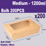 TAKEAWAY Box Food Container w/ Window | 200pcs | Medium 1200ml