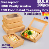 TAKEAWAY Box Catering FOOD Window Container GREASEPROOF | 200pcs